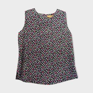 Y2K Notations Pastel Polka Dot Print Sleeveless Top size L casual office